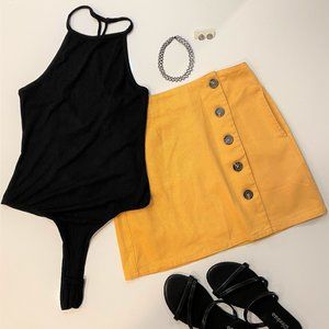 Yellow Skirt & Black bodysuit